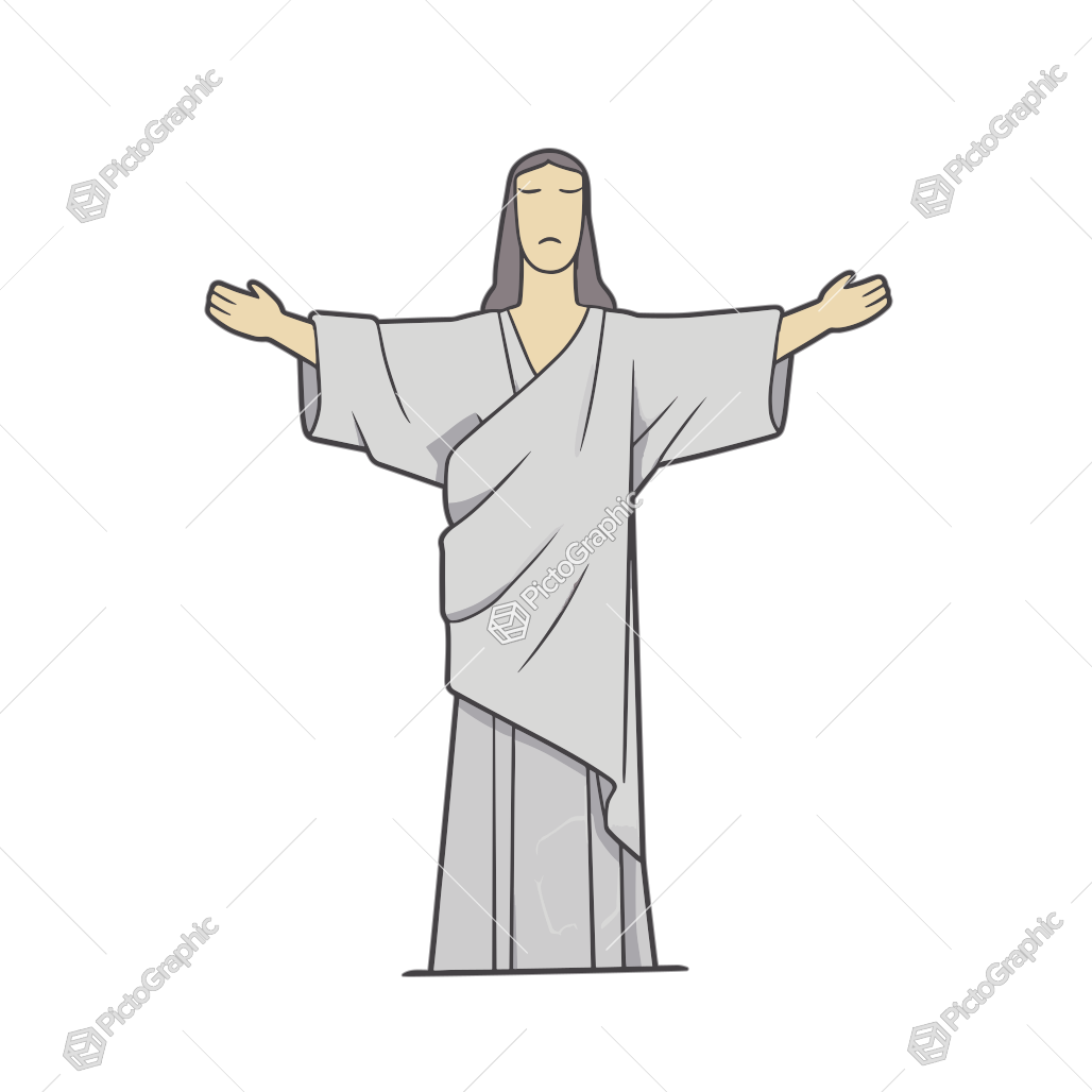 Illustration of an individual with arms open in a robe.