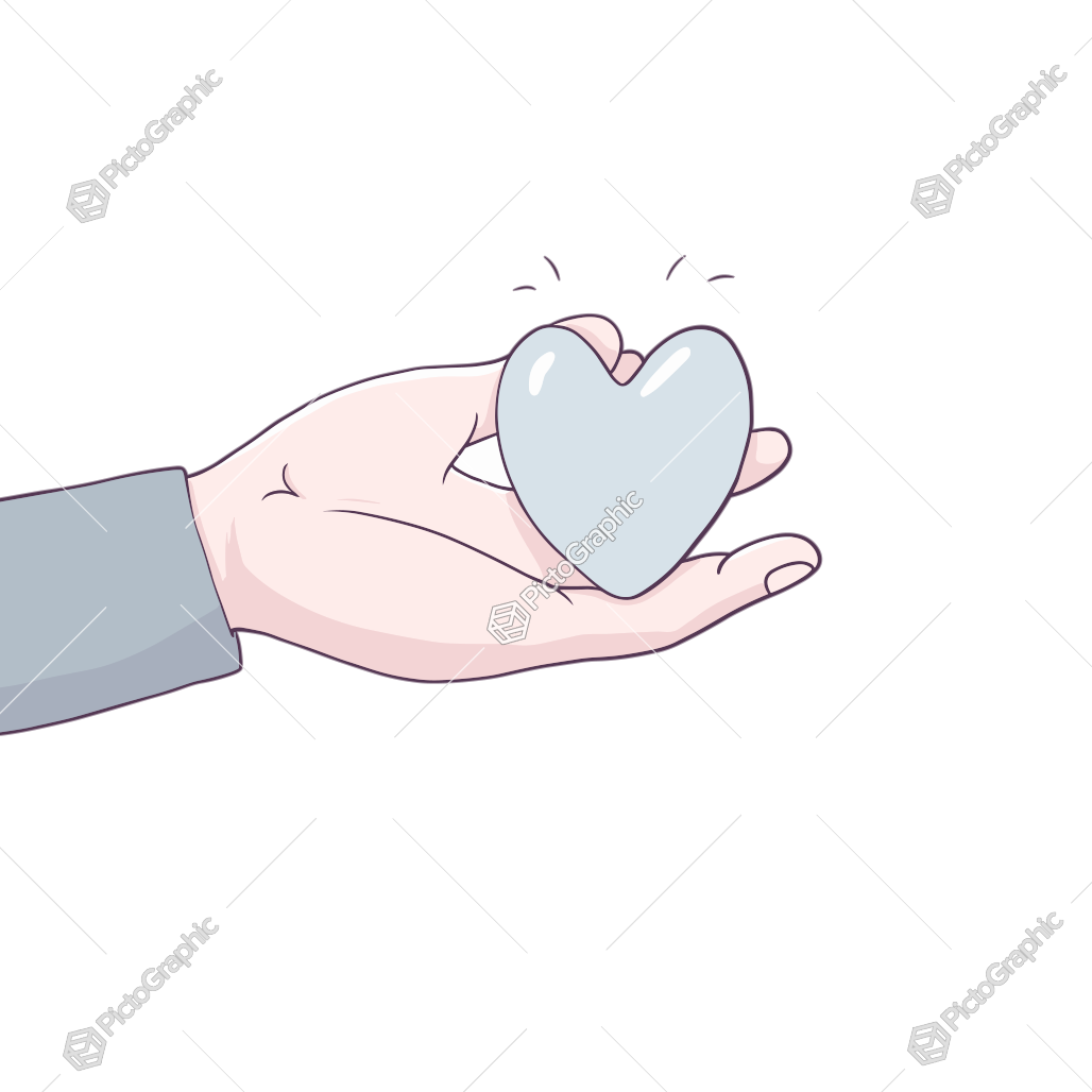 A hand holding a heart.