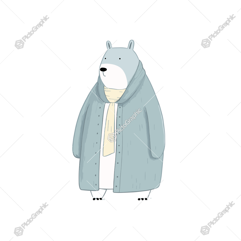 An anthropomorphic bear dressed in human clothing.