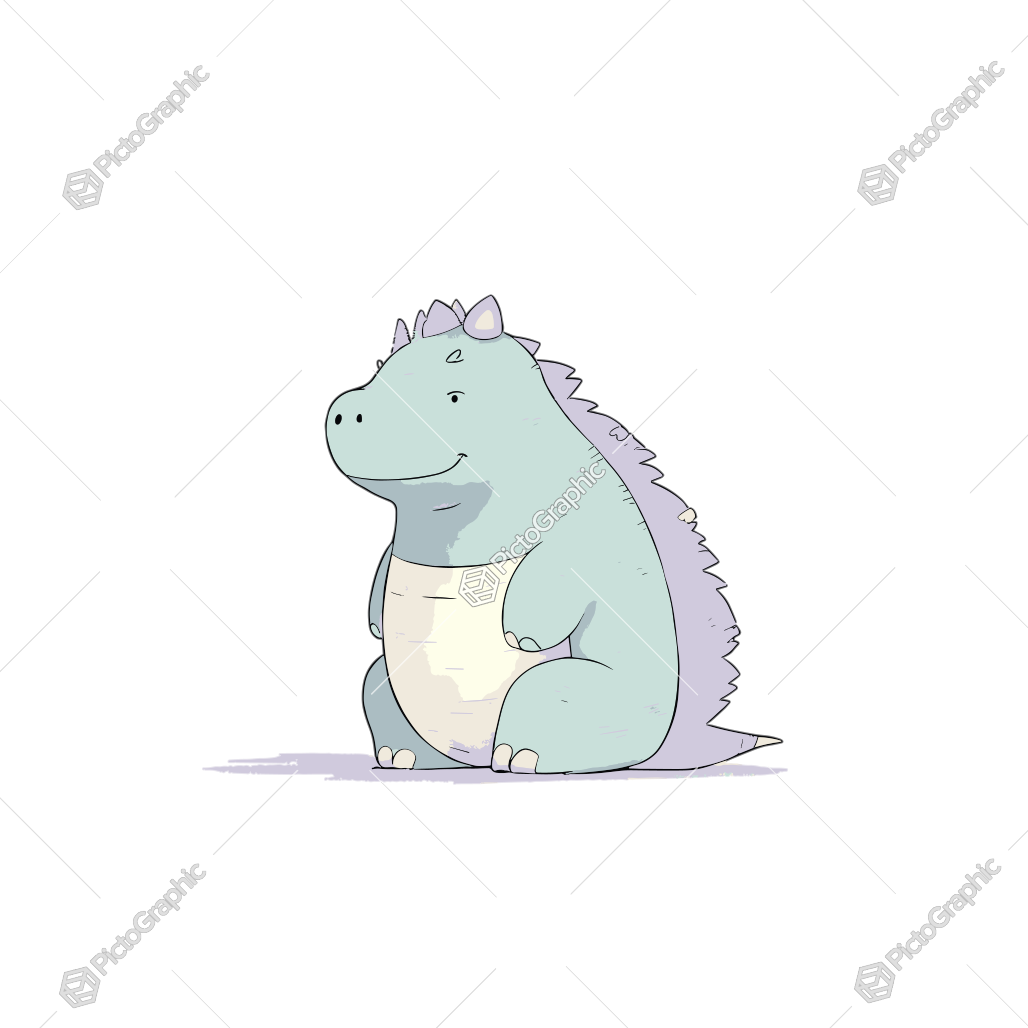 A cute baby dinosaur character with a crown.