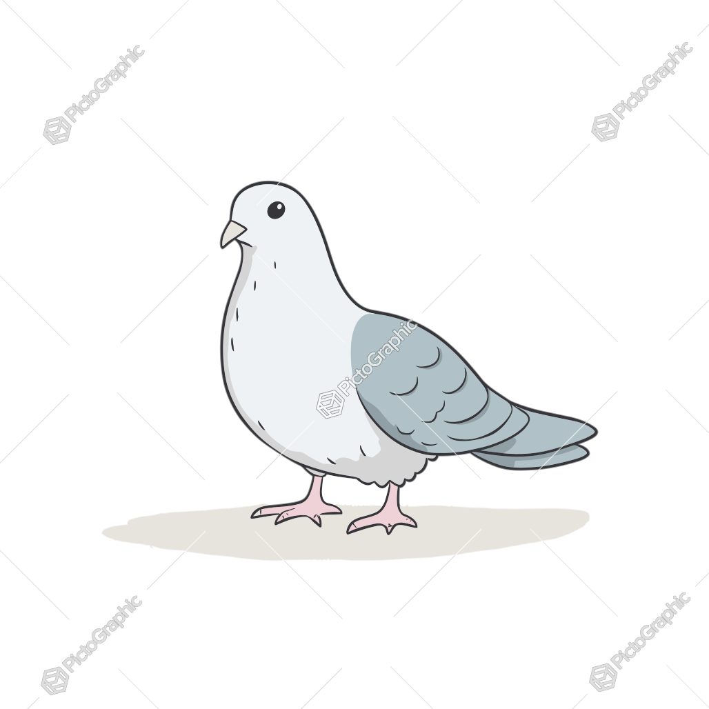 The image is a cartoon of a pigeon.