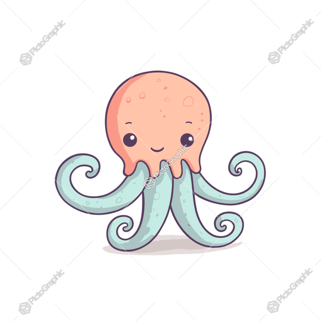 A cartoon octopus with a cute expression.