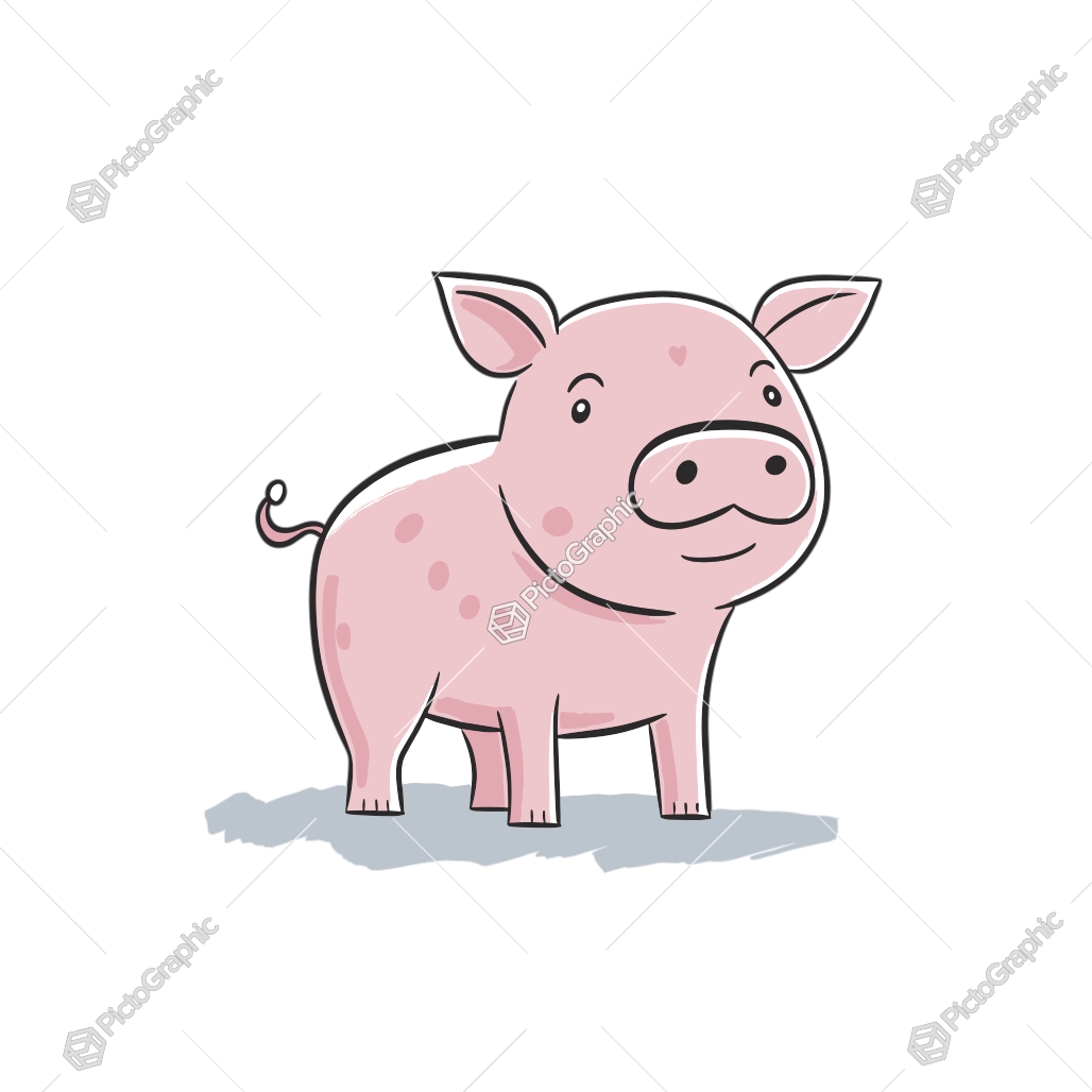 An illustrated pink pig.