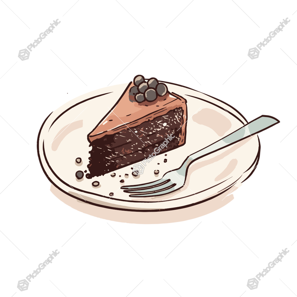 A slice of chocolate cake with blueberries on a plate.