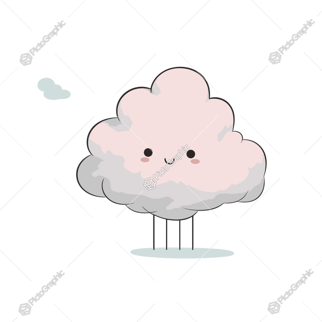A cute, smiling cloud character with legs.