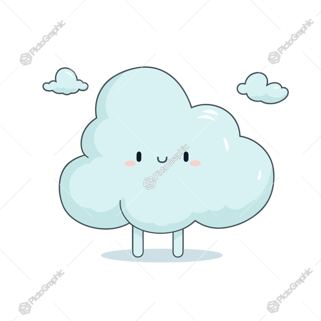 It's a cute illustration of a cloud character with a face and legs.