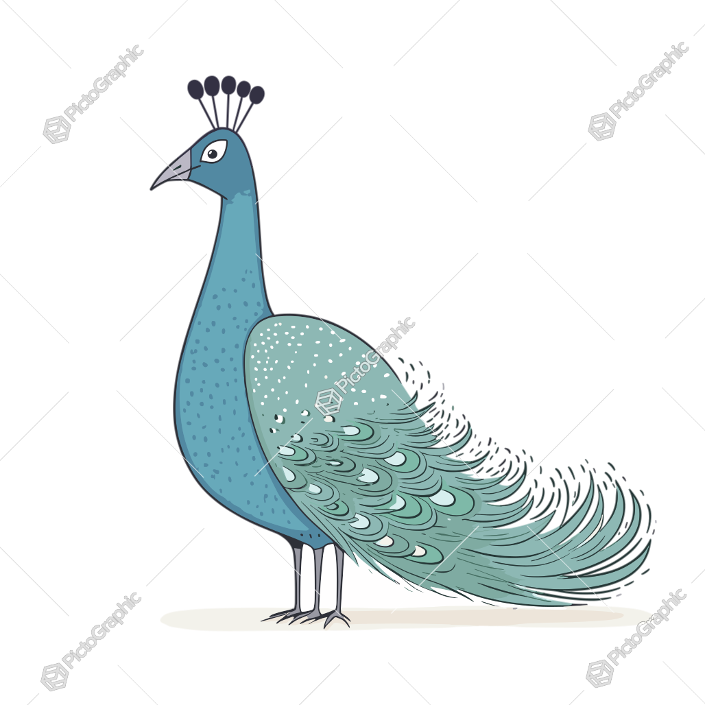 Illustration of a stylized peacock.