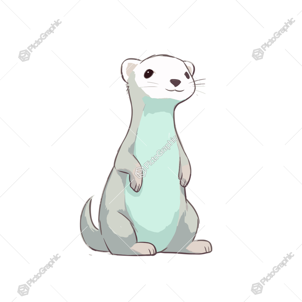 A cute, standing ferret illustrated in a cartoonish style.