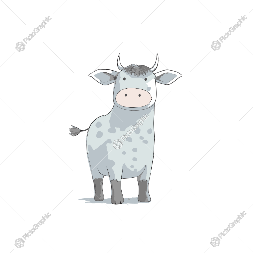 A cartoon blue cow.