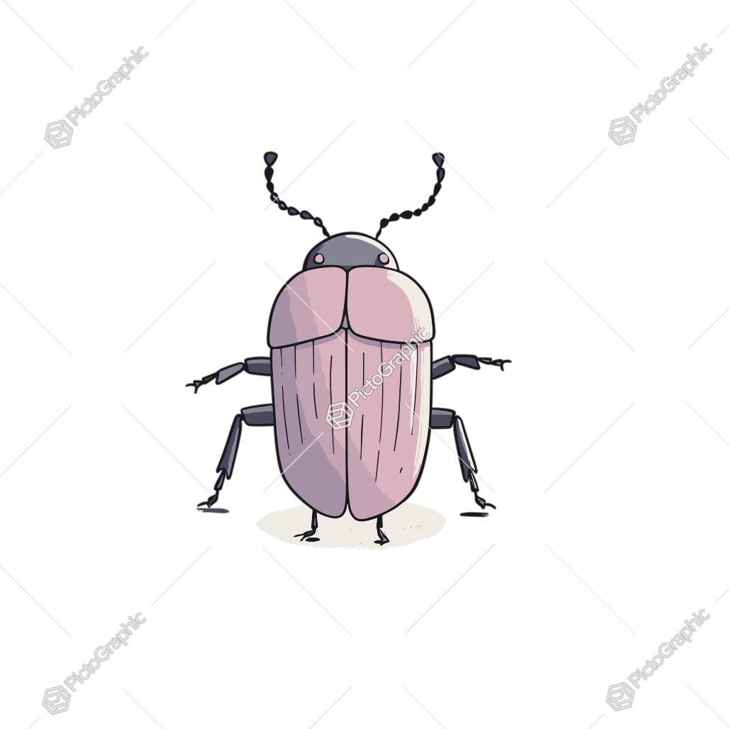 Cartoon-style drawing of a pink beetle.