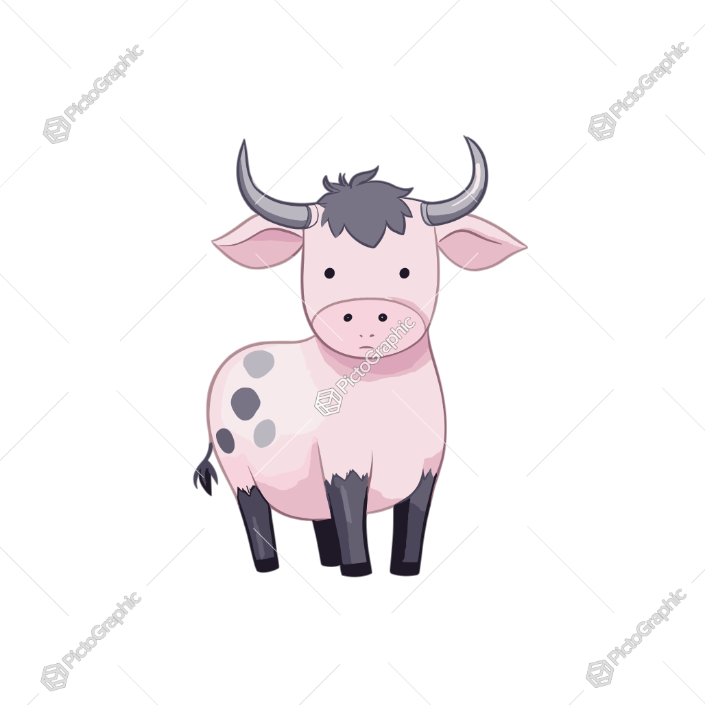 A cartoon illustration of a pink cow.