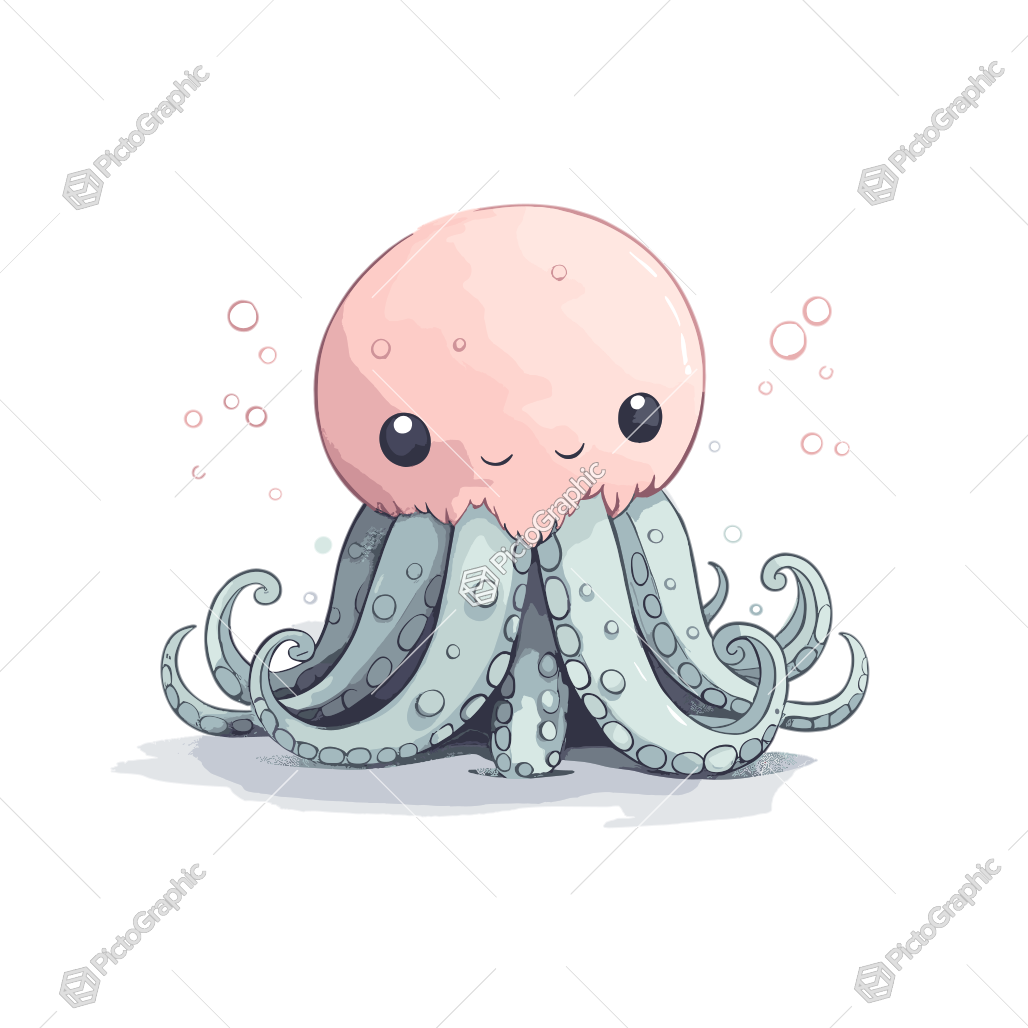 Illustration of a cute, cartoonish octopus.