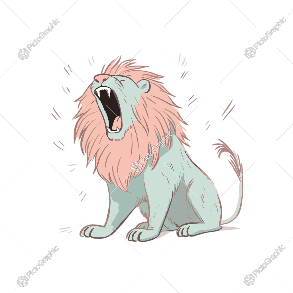 An animated lion roaring.