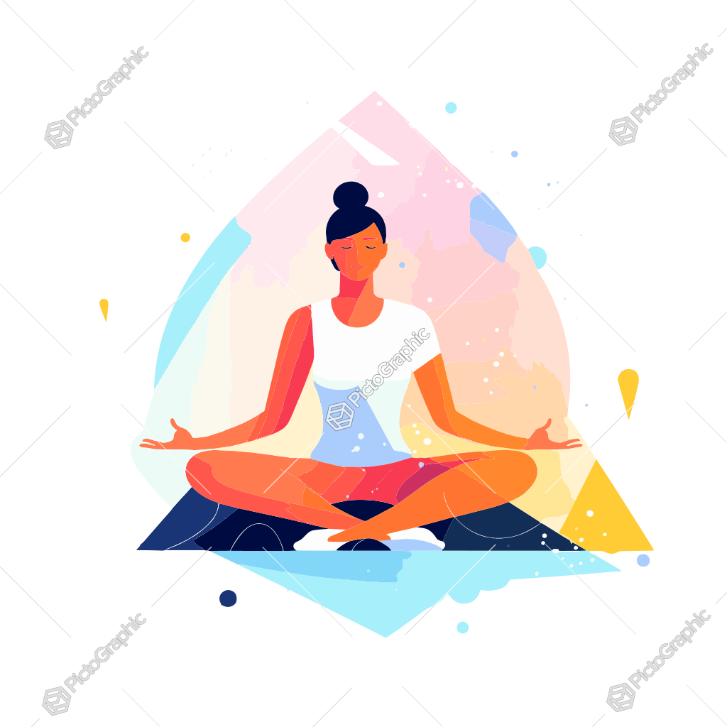 A person meditating with a colorful abstract background.
