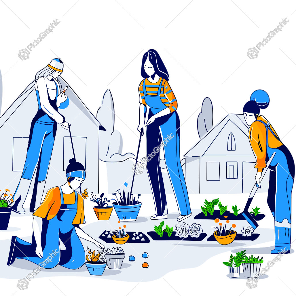 Illustration of people gardening.