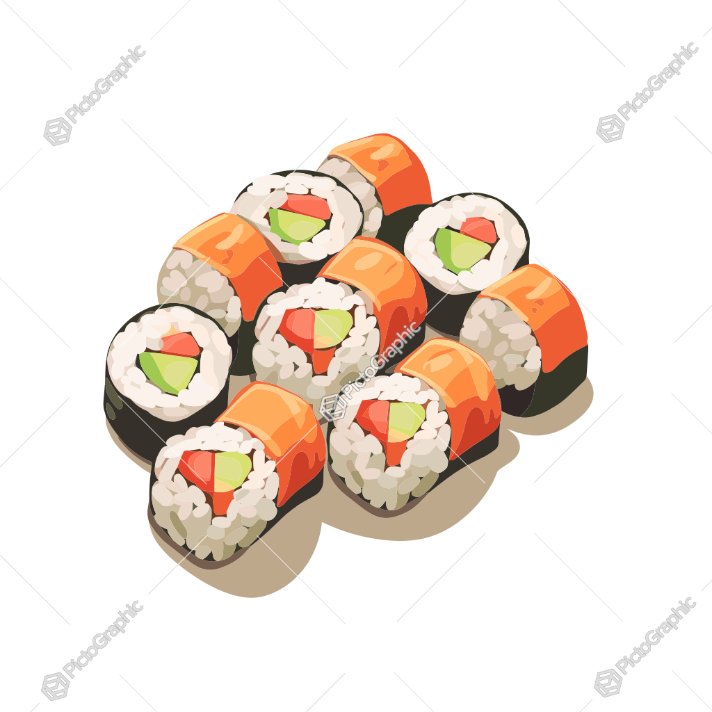 Illustration of sushi rolls