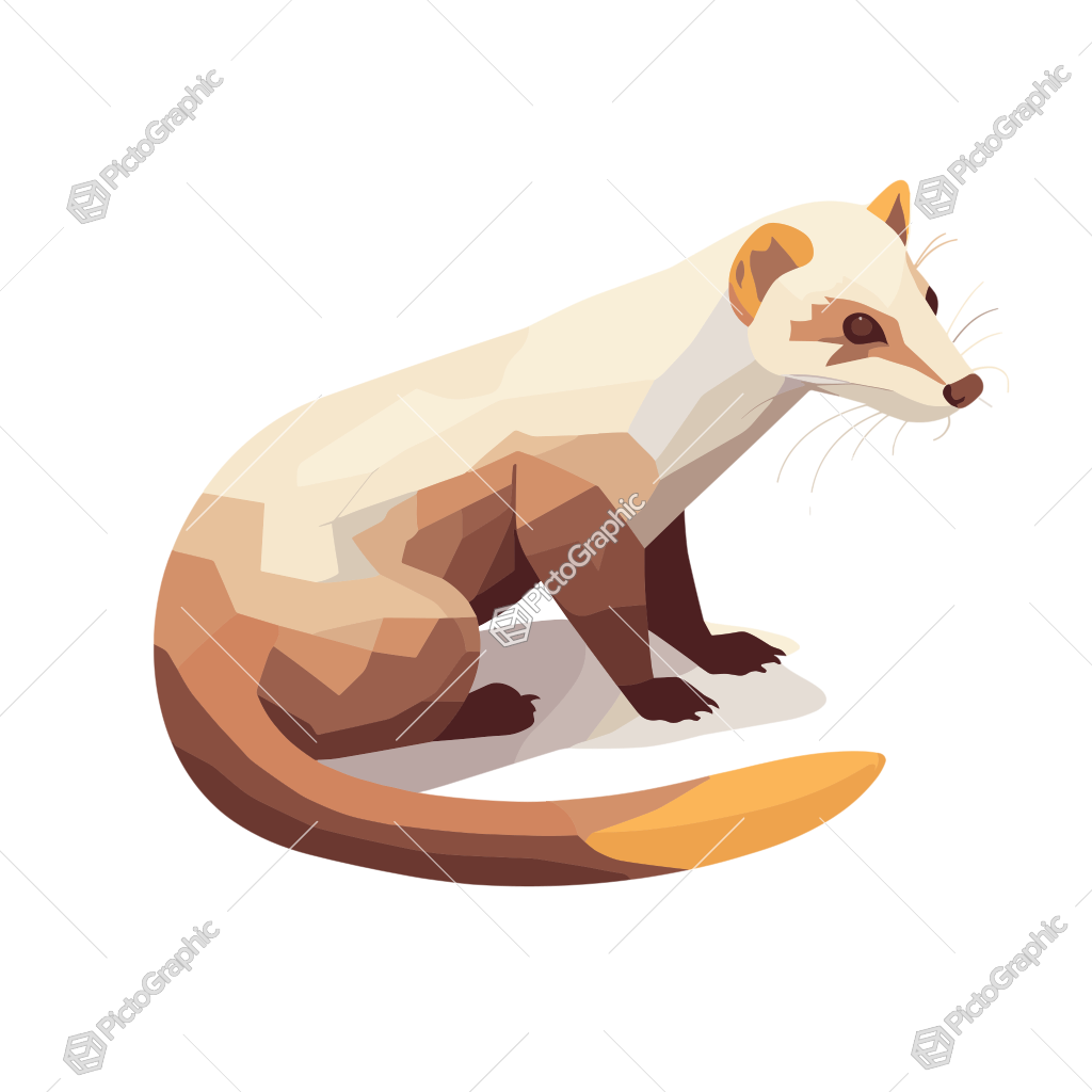 An illustrated ferret with a geometric art style.