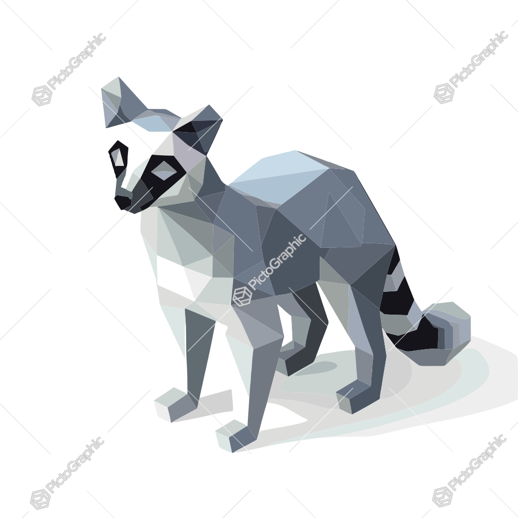 A low poly art style D raccoon