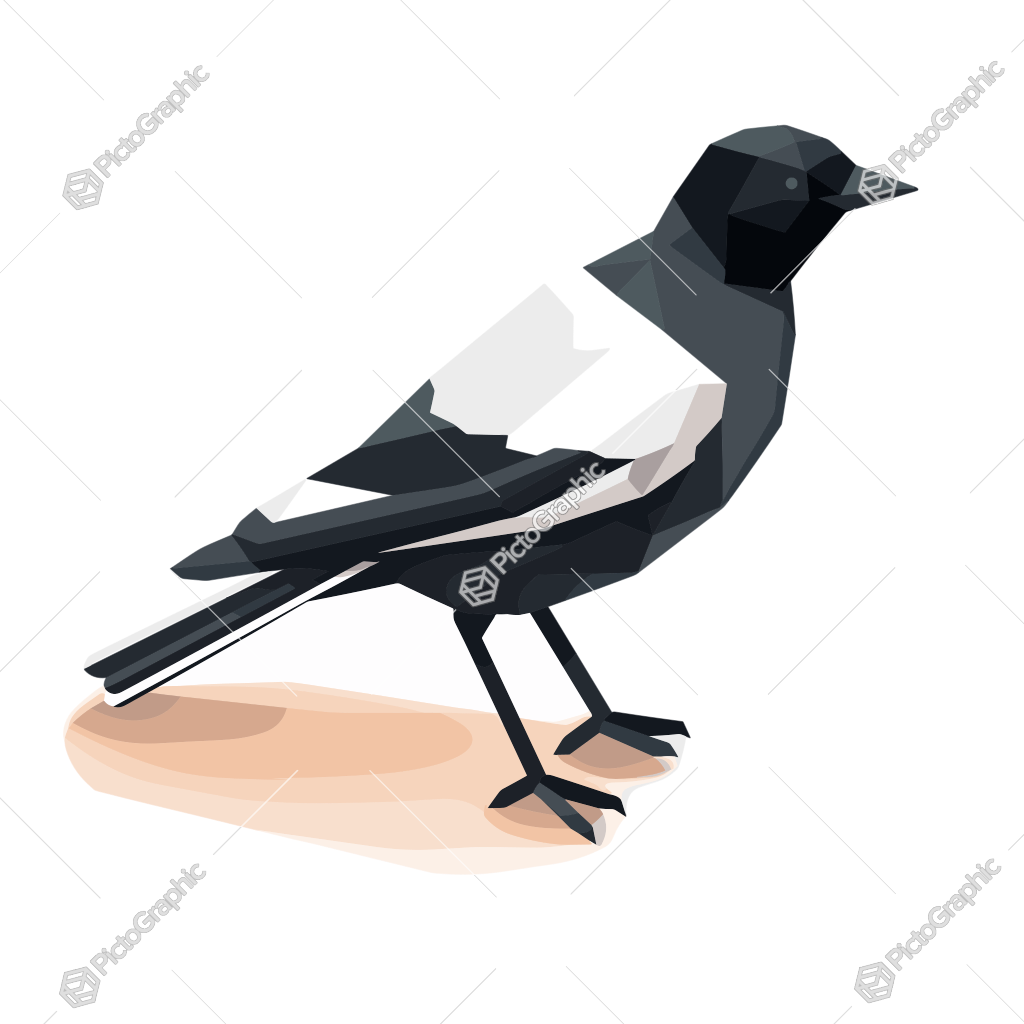 It is a low-poly illustration of a bird.