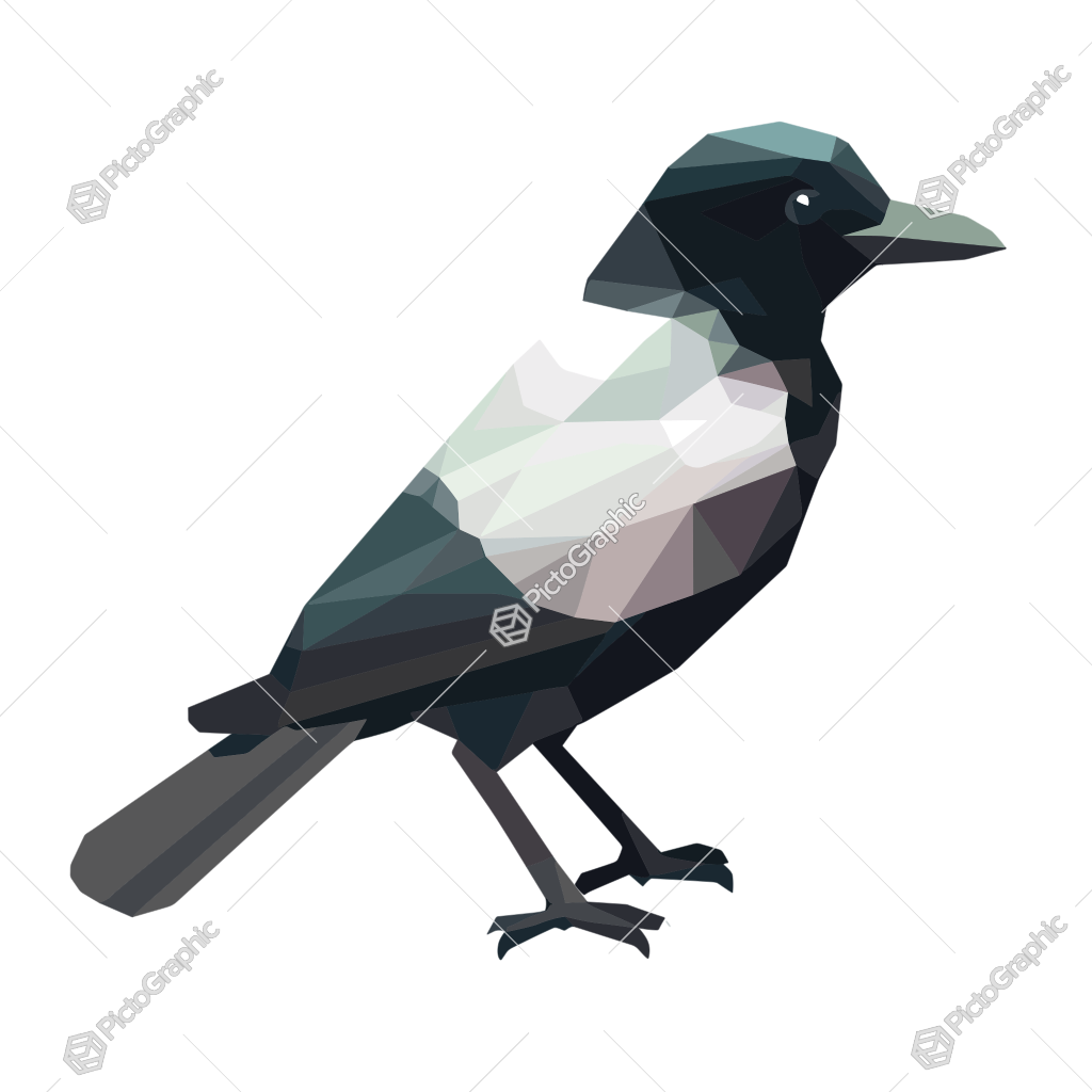 A low-poly geometric illustration of a bird