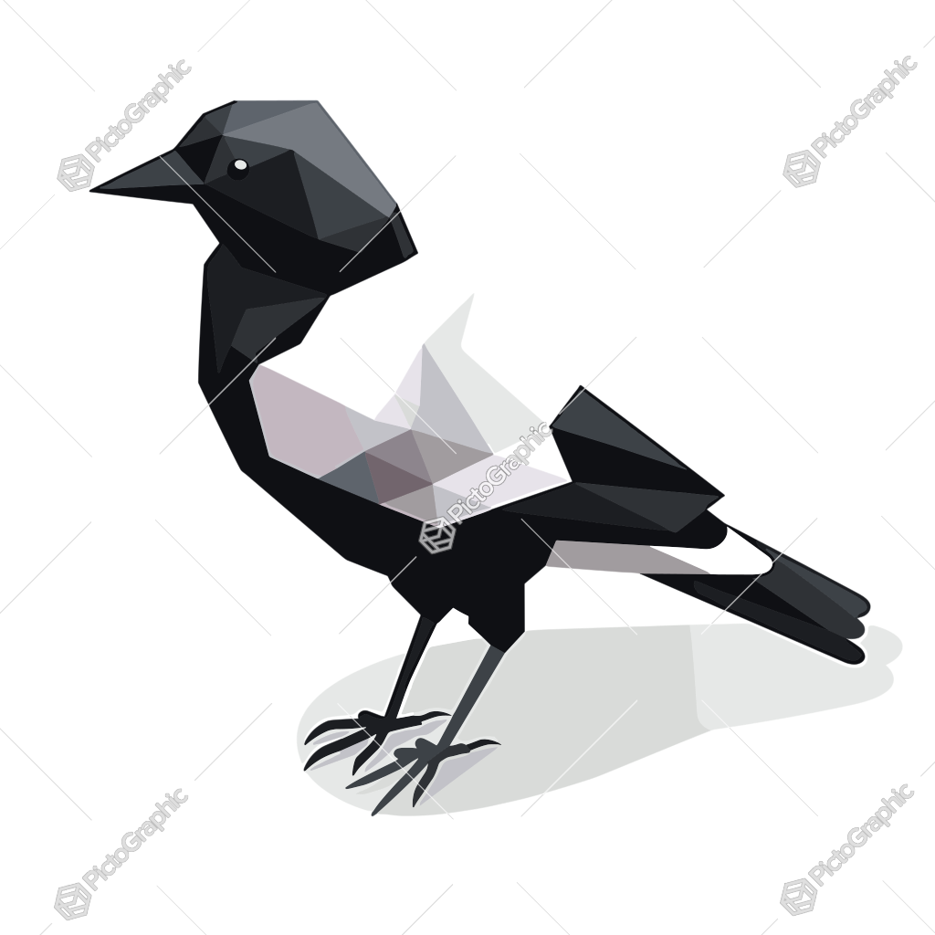 A low-poly art style depiction of a bird.