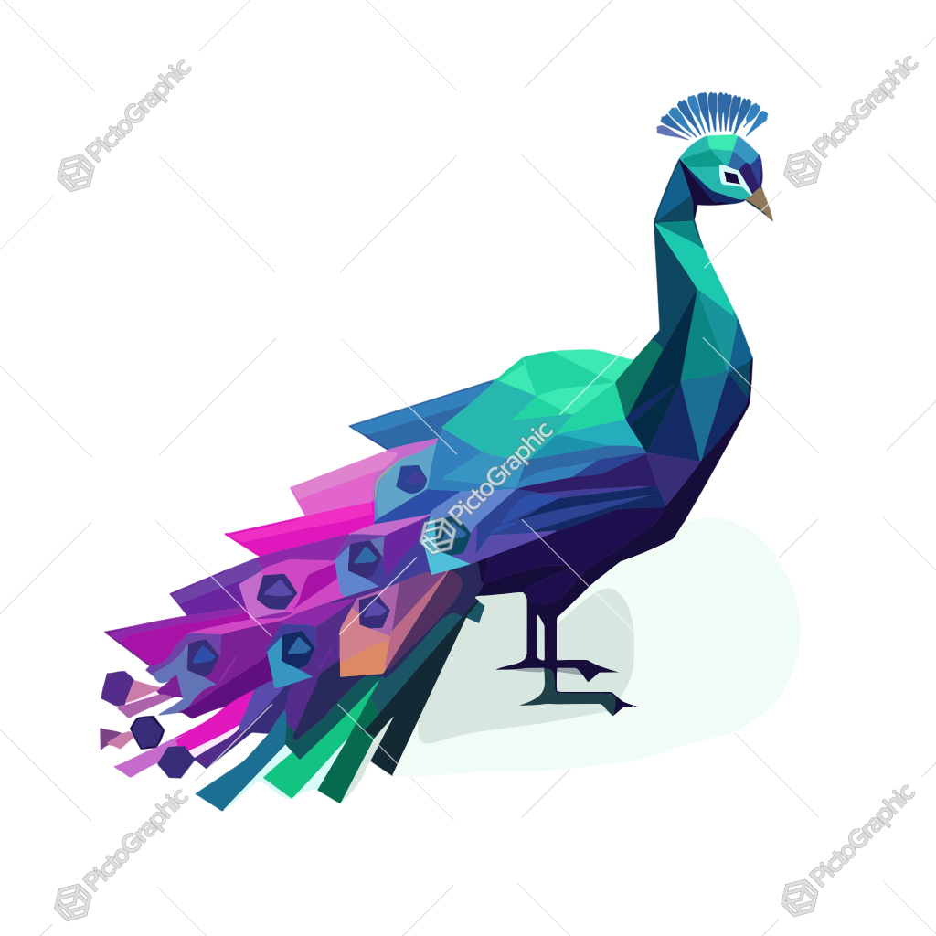 Stylized geometric peacock