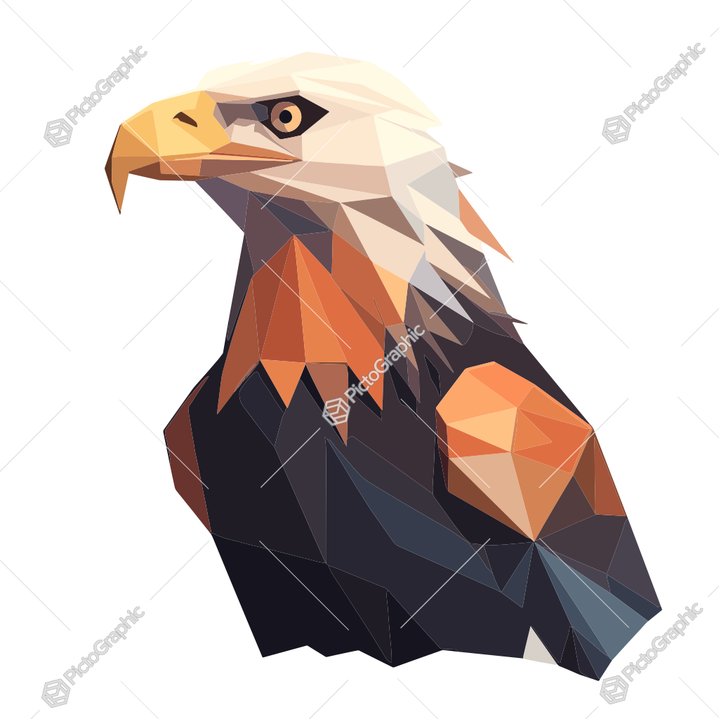 A low-poly art style depiction of an eagle.