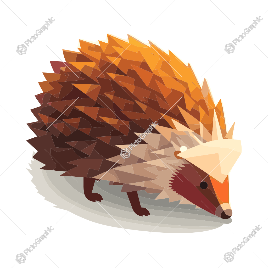 This is an artistic, geometric illustration of a hedgehog.