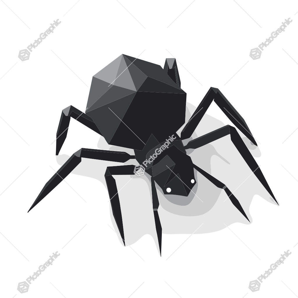 Stylized geometric spider illustration.