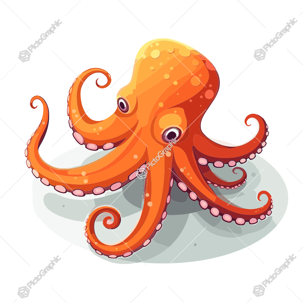 Cartoon orange octopus.