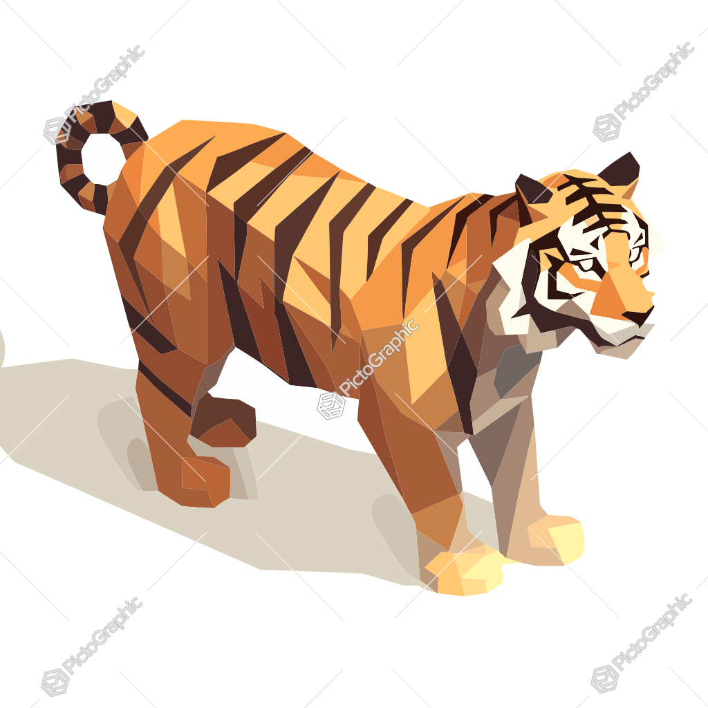 A low-poly digital artwork of a tiger.