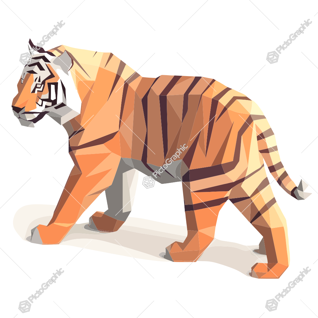 A geometric, low-poly representation of a tiger.