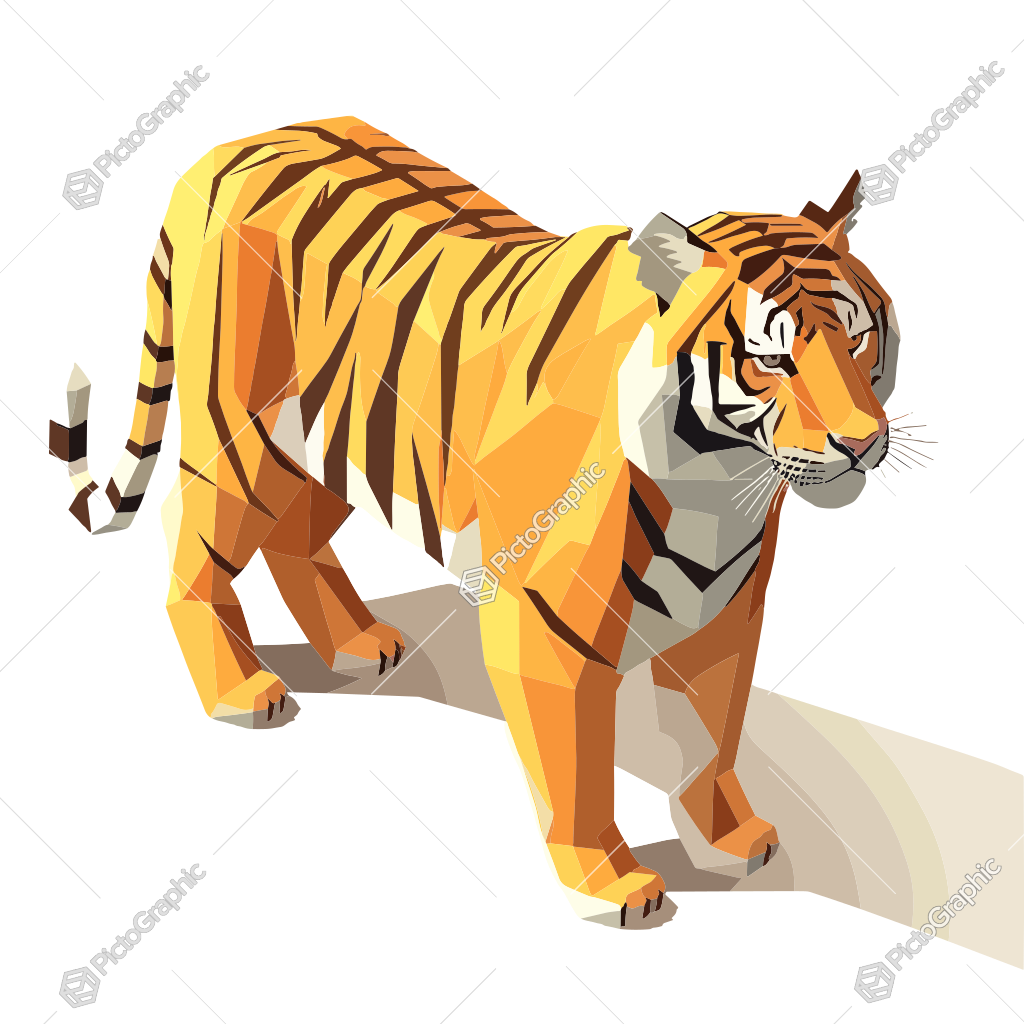 A low-poly art style depiction of a tiger.