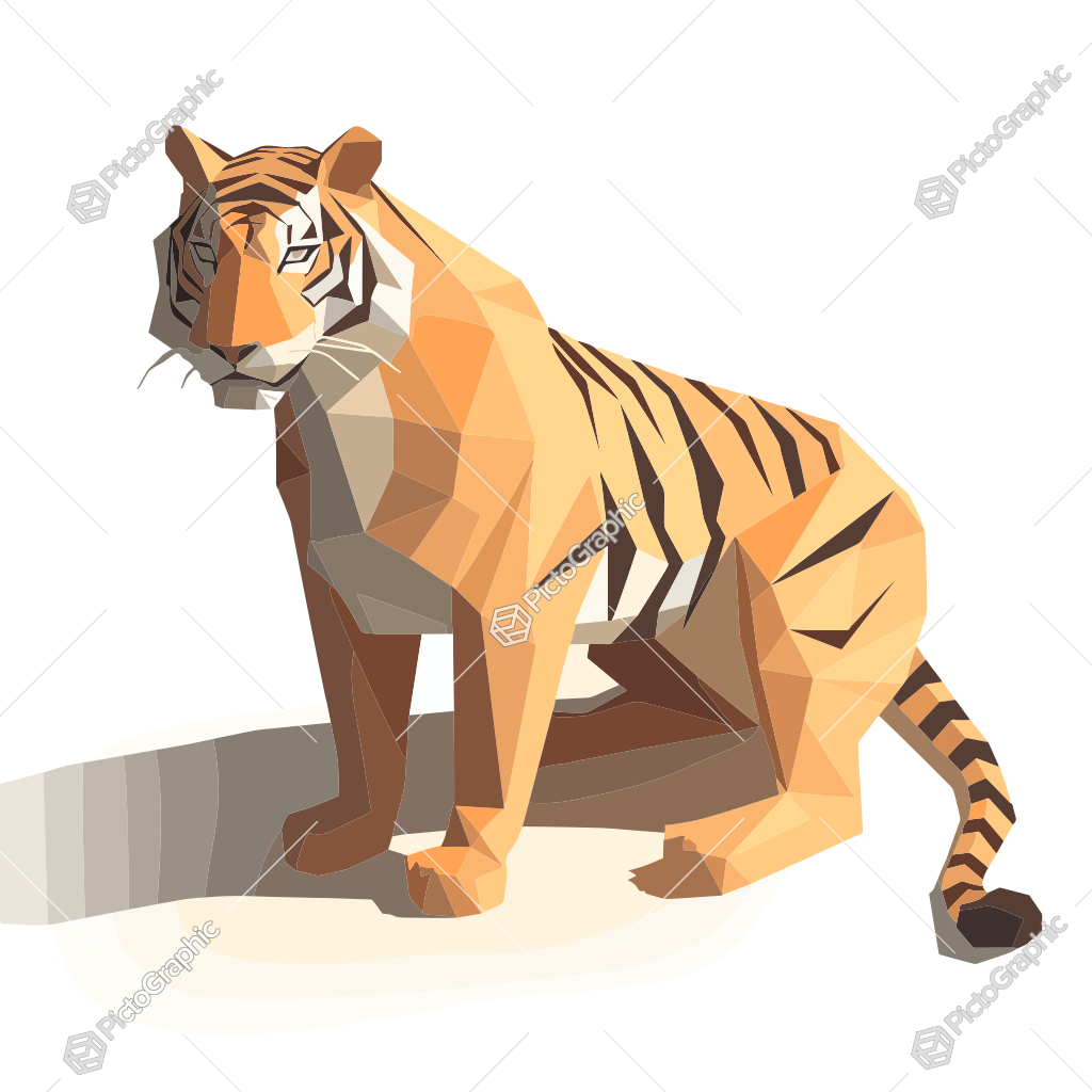 A stylized, geometric rendering of a tiger.