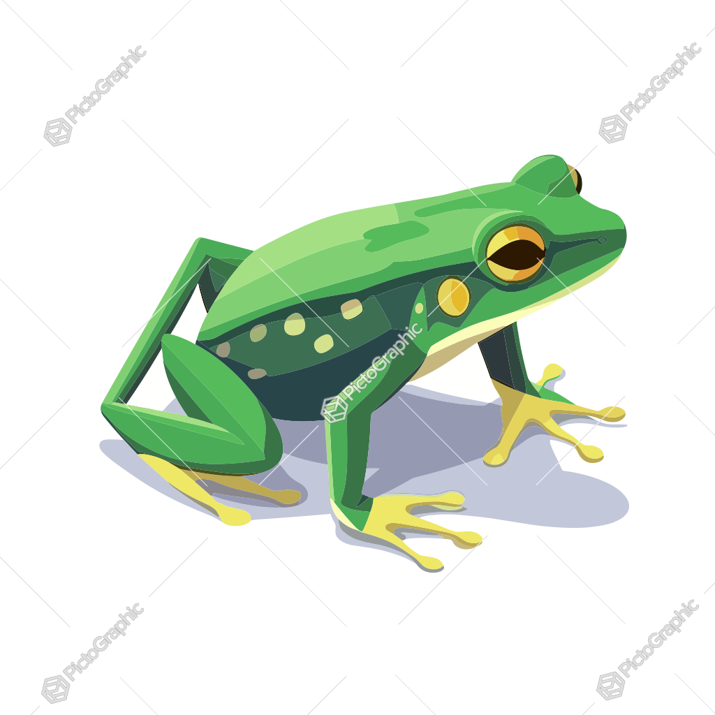 A stylized illustration of a frog.