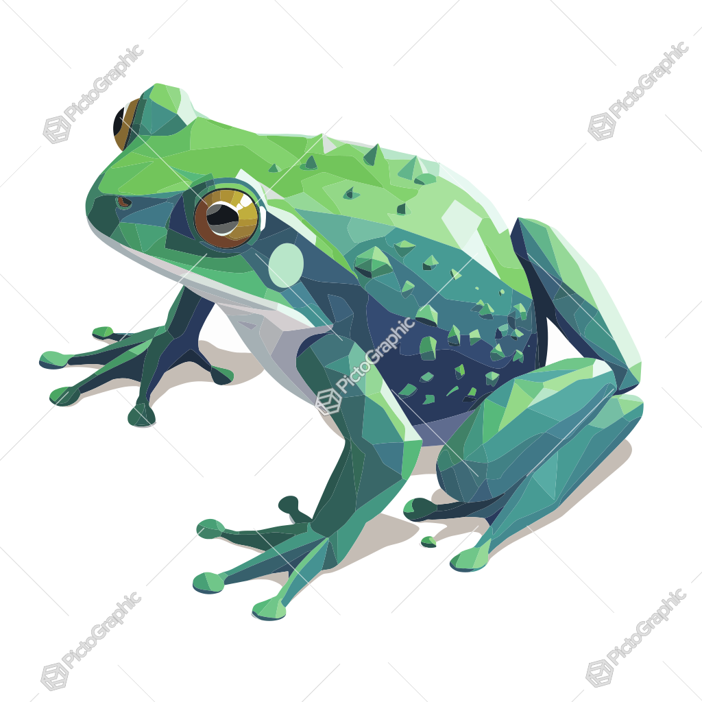 This is an artistic, geometric representation of a frog.