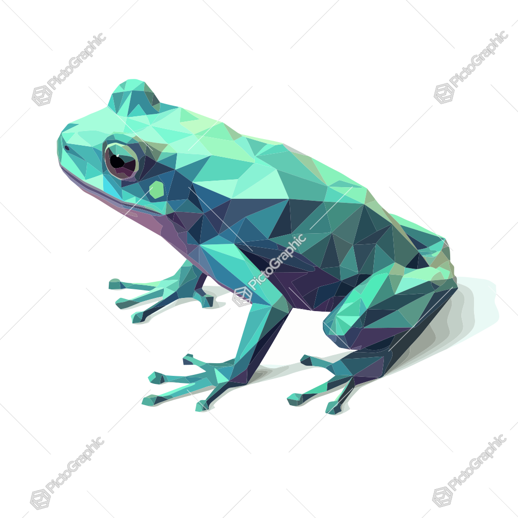 A low-poly geometric frog.