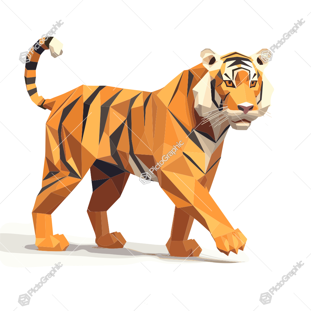 A low poly art style rendering of a tiger.