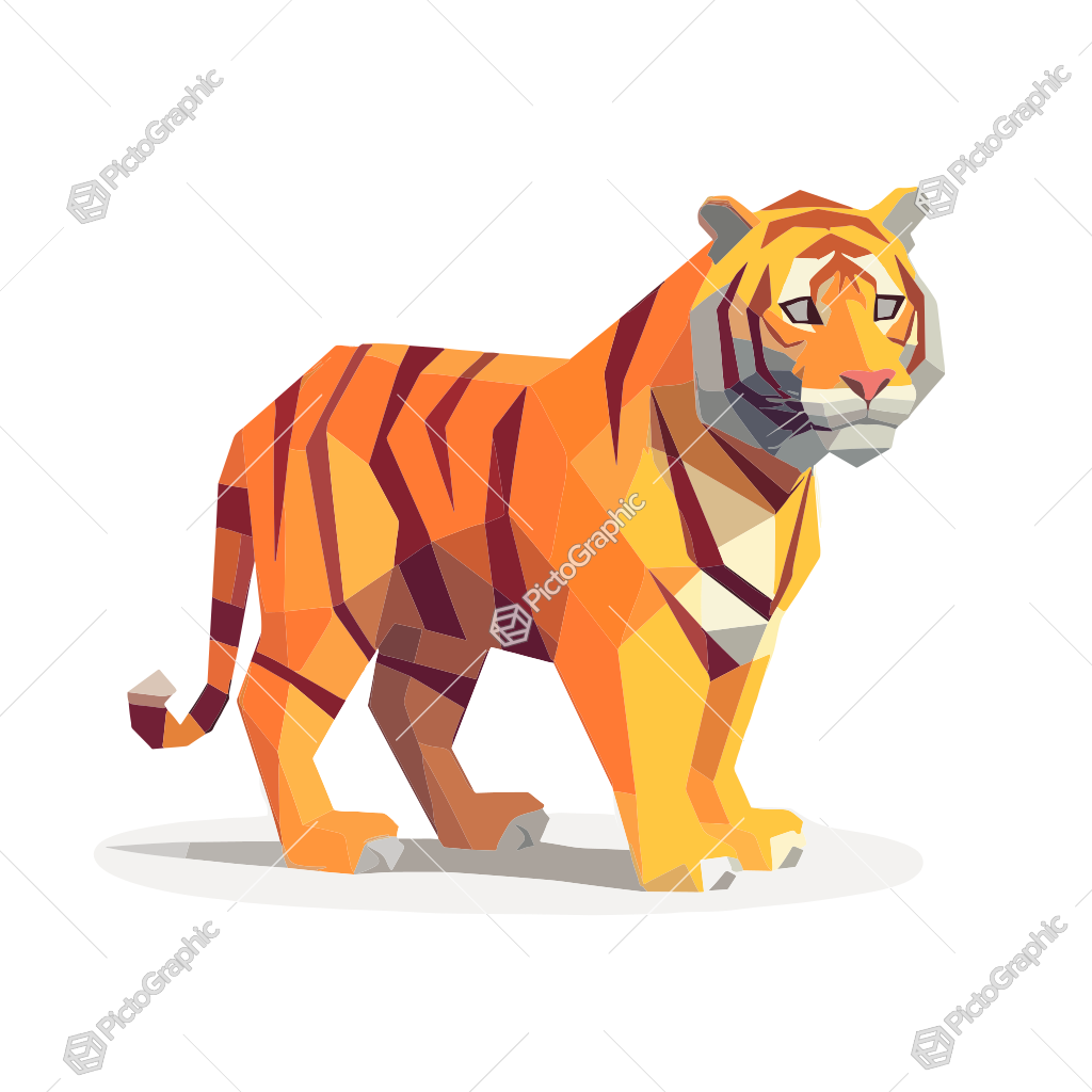 Low-poly illustration of a tiger.