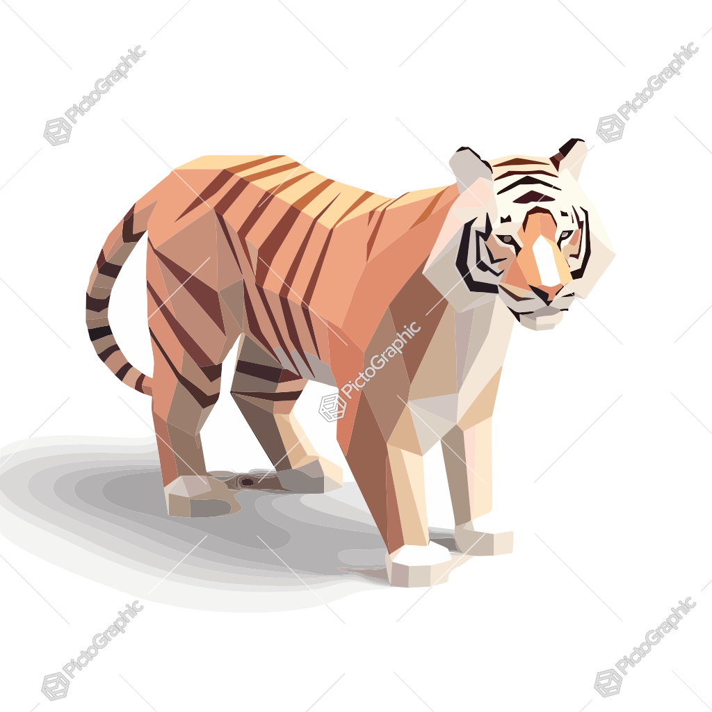 A low-poly rendering of a tiger.