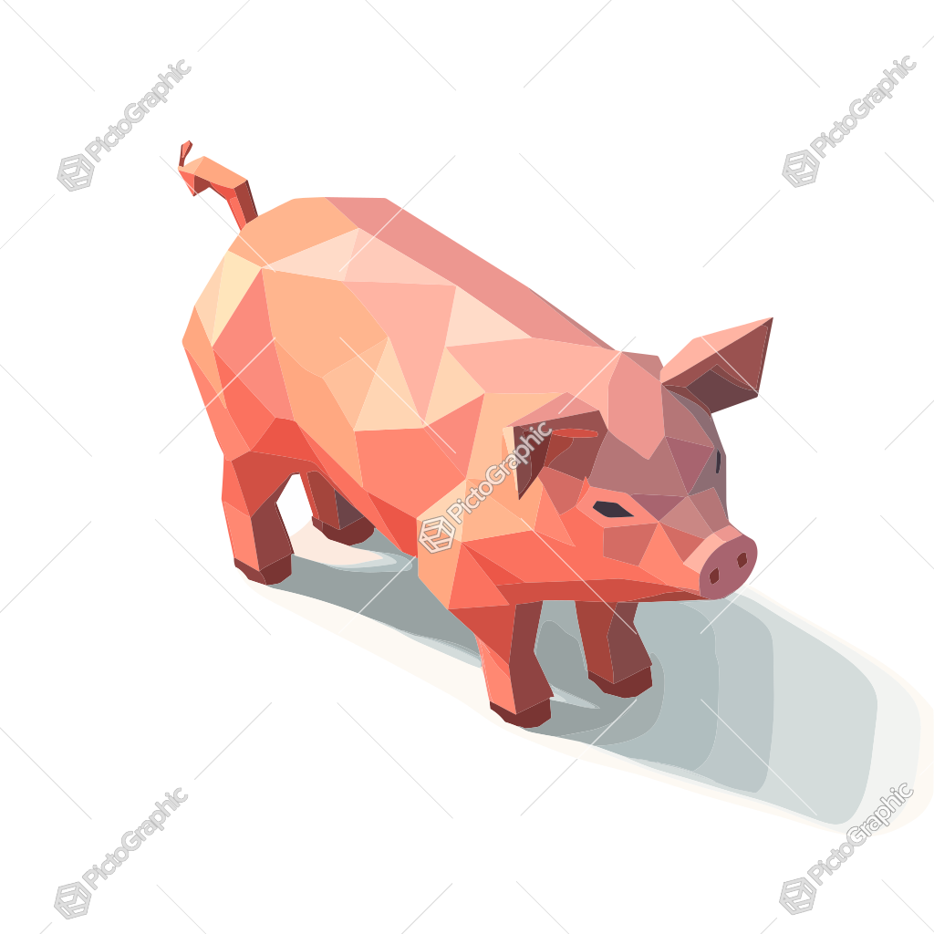 A low-poly, digital artwork of a pig.