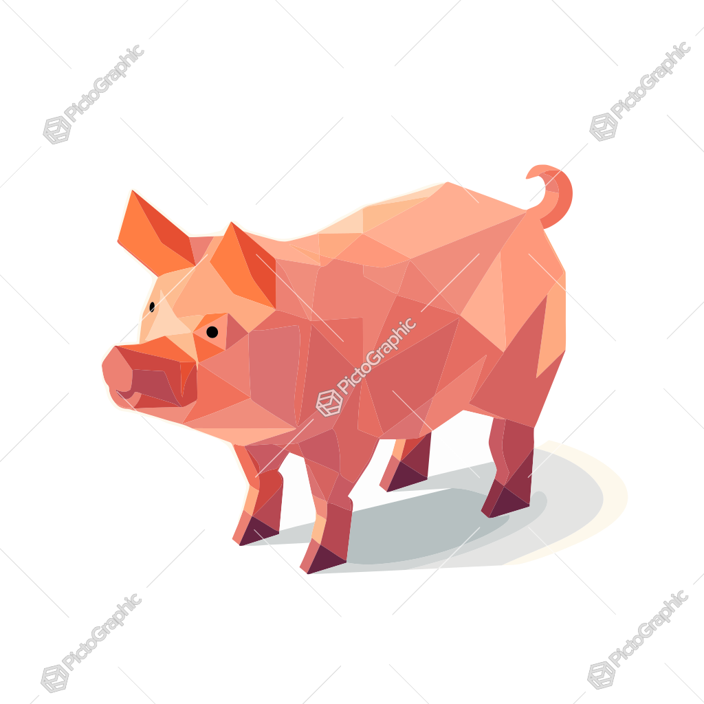 A low-poly art style illustration of a pig.