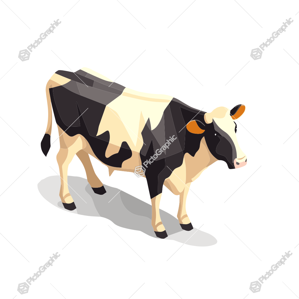 A stylized illustration of a cow