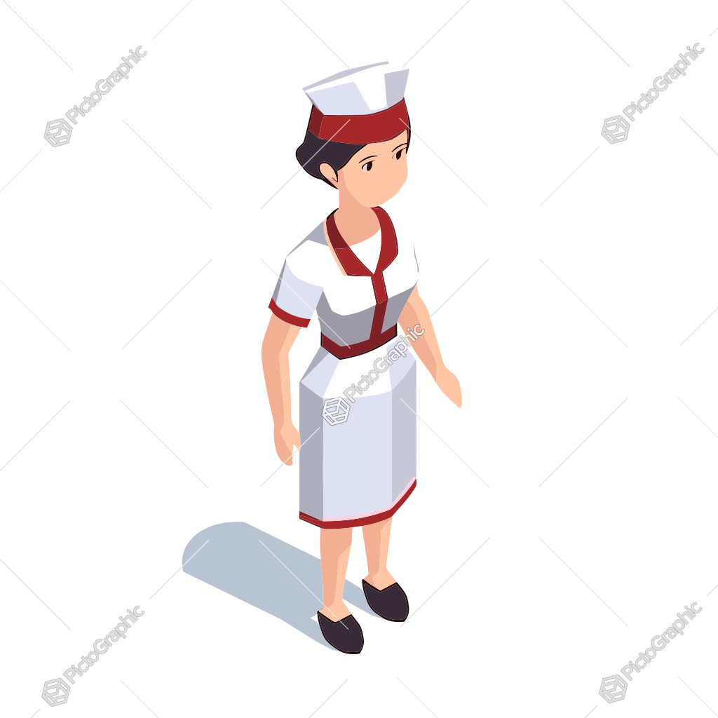 Illustration of a female nurse in traditional uniform.