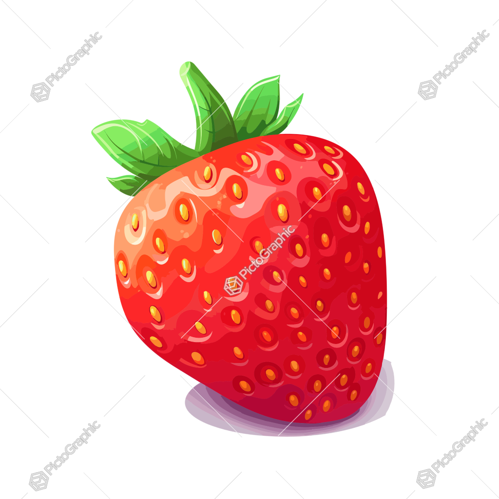 A stylized illustration of a strawberry.