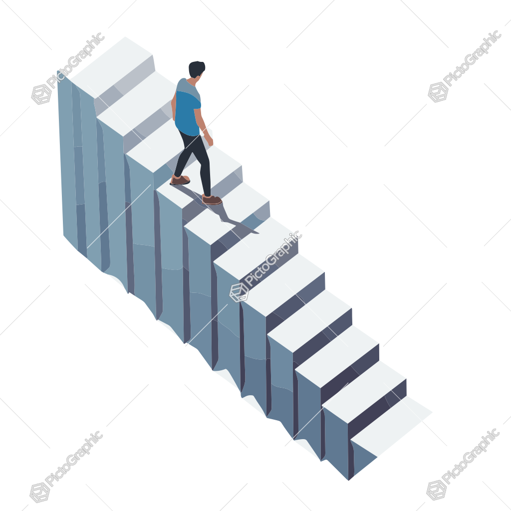 A man is climbing stairs