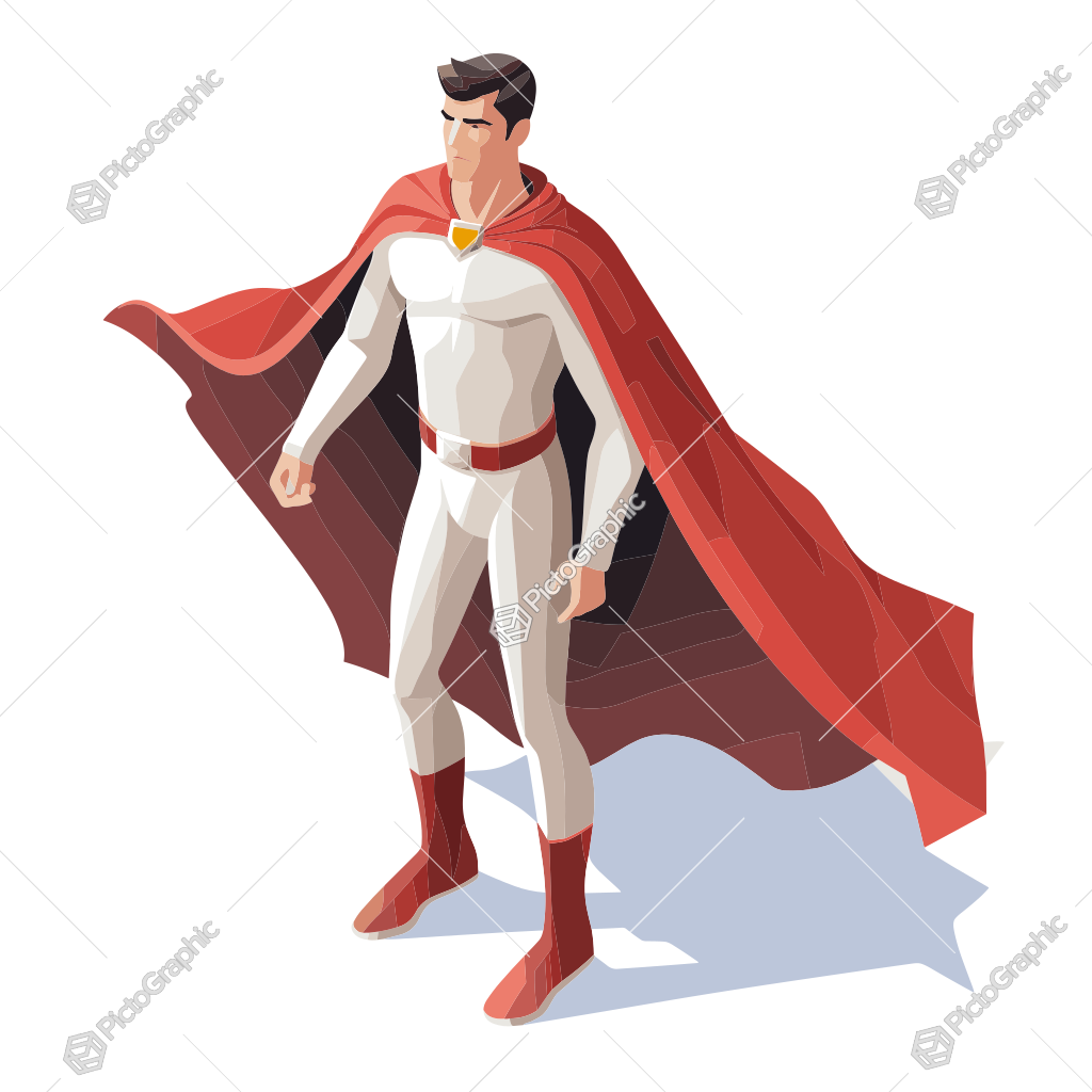 A superhero character is depicted in a classic heroic pose.