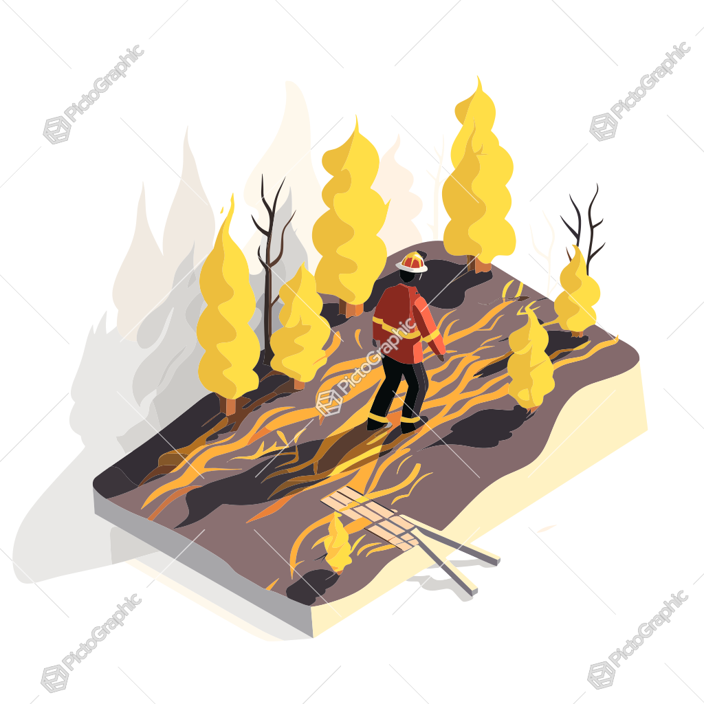 A firefighter facing a forest blaze.