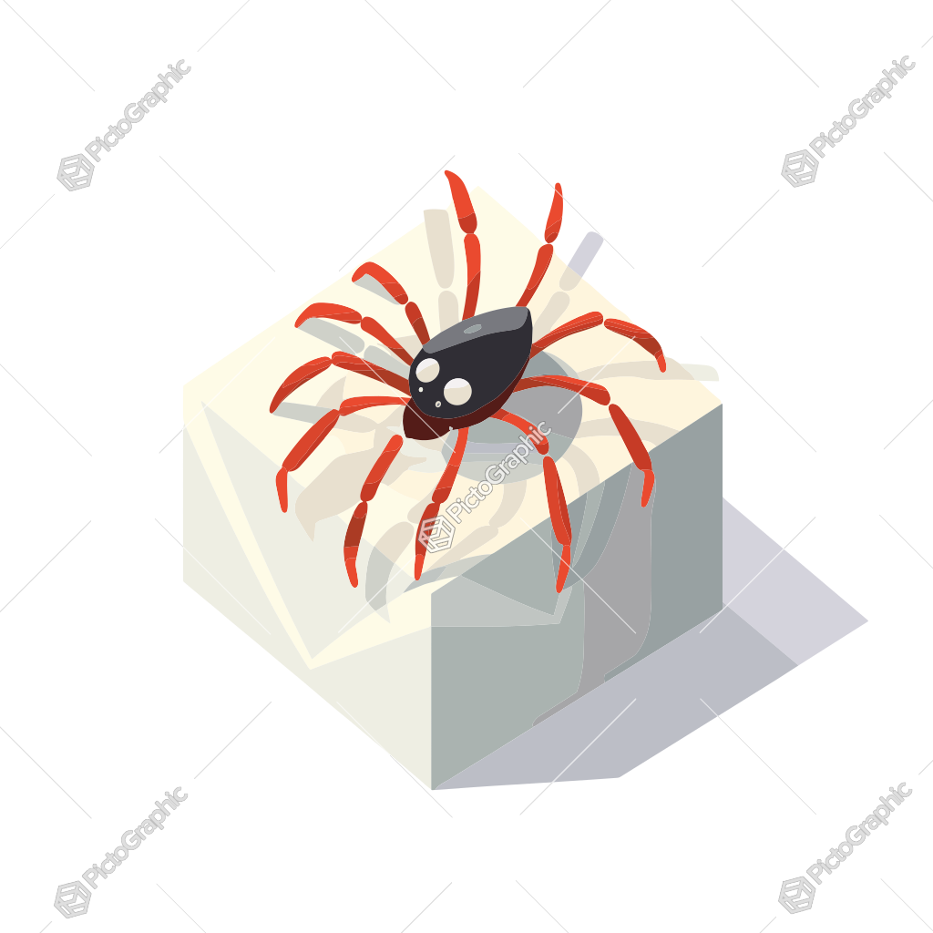 A cartoon spider on top of a gift box.