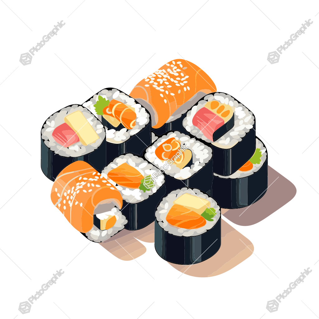 A selection of sushi rolls.